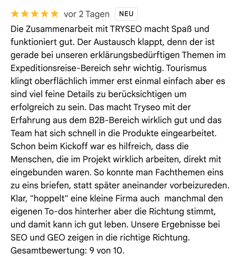 Google-Rezension Poseidon Expeditions